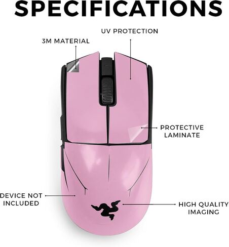 Mouse Skin Compatible with Razer Viper V3 Pro - Solid Pink - Premium 3M Vinyl Protective Wrap Decal Cover - Easy to Apply | Crafted in The USA by MightySkins in Saudi Arabia