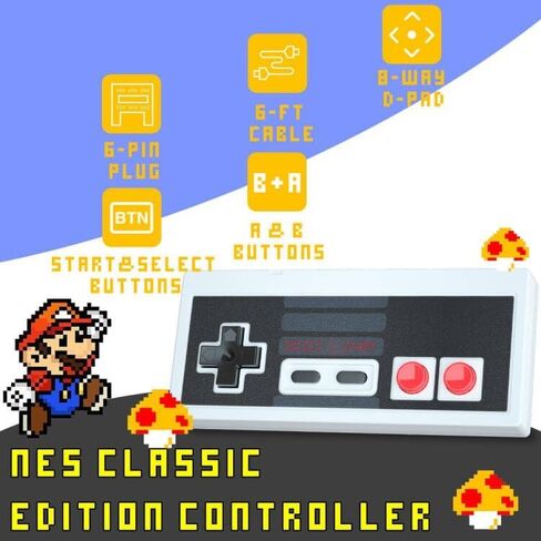 NES Controller for NES Classic Mini Edition, Wired NES Classic Controller for Nintendo Entertainment System, 2 Pack Replacement Nes Mini Controller with 10Ft Long Cable in Kuwait
