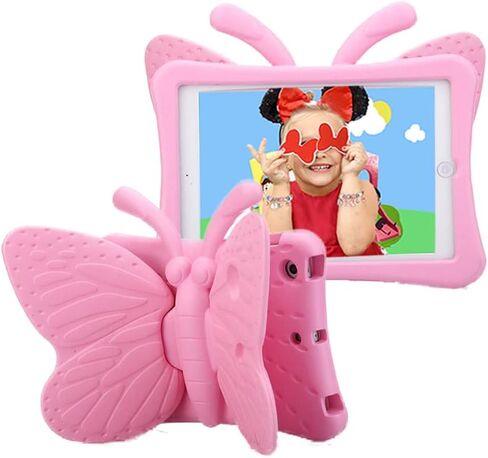حافظة iPad Mini للأطفال، خفيفة الوزن بتصميم فراشة لطيفة مضادة للصدمات والسقوط، حافظة حماية من إسفنج EVA الناعم لجهاز Apple iPad Mini 1/2/3/4 - وردي in Kuwait