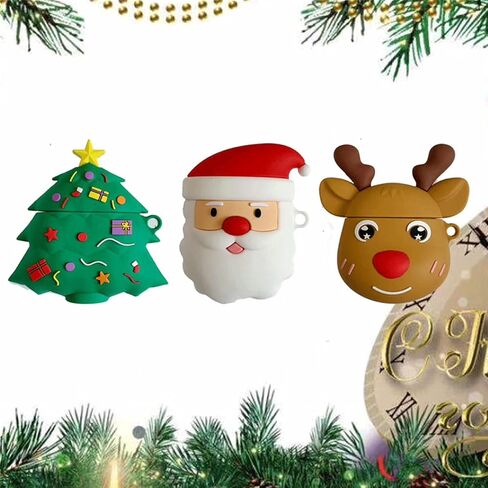 ICI-Rencontrer Compatible with Earbuds Case Airpods 1 & 2, Kids Girls Women 3D Cute Christmas Tree Gifts Anti-Scratch Wireless Earphone Protector in Kuwait