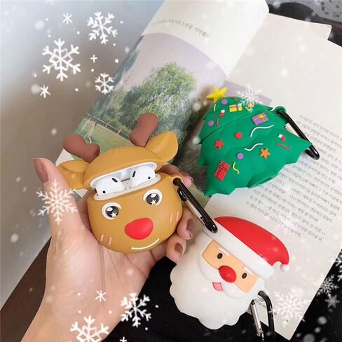 ICI-Rencontrer Compatible with Earbuds Case Airpods 1 & 2, Kids Girls Women 3D Cute Christmas Tree Gifts Anti-Scratch Wireless Earphone Protector in Kuwait
