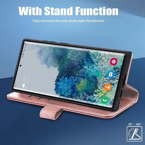 Wallet Case for Samsung Galaxy S24 Ultra 5G, with Card Slot & Kickstand, Shockproof Flip PU Leather Magnetic Full Protective S 24 24Ultra S24Ultra Phone Cover (Pink, Galaxy S24 Ultra) in Kuwait