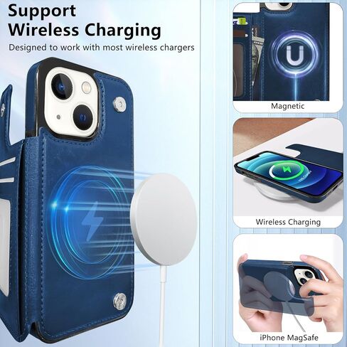 TopPerfekt Wallet Case for iPhone 12 and 12 Pro 6.1", Compatible with MagSafe, Wireless Charging, Leather Card Holder Kickstand Protective Cover Magnetic Phone Flip Case-Black in Saudi Arabia