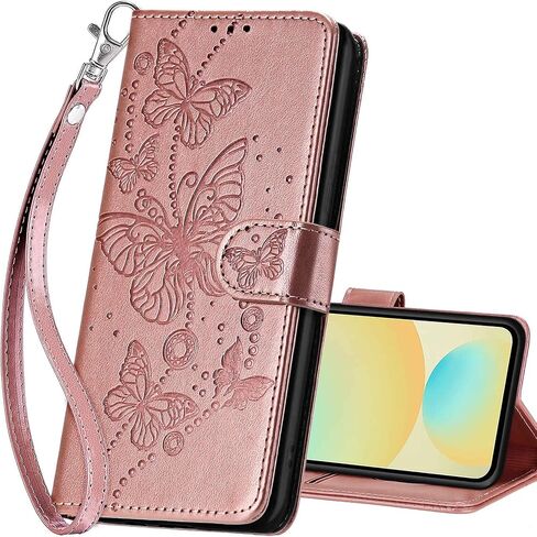 for Samsung Galaxy S24 FE Wallet case, Flip Folio Cover with Stand Feature for Women Men, PU Leather Phone Case Fit for Samsung Galaxy S24 FE 6.7'' [Blue-Butterfly] in Kuwait