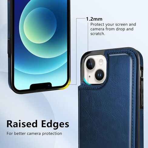 TopPerfekt Wallet Case for iPhone 12 and 12 Pro 6.1", Compatible with MagSafe, Wireless Charging, Leather Card Holder Kickstand Protective Cover Magnetic Phone Flip Case-Black in Saudi Arabia