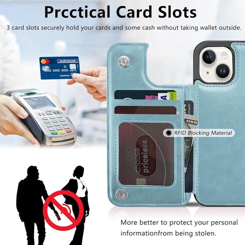 TopPerfekt Wallet Case for iPhone 12 and 12 Pro 6.1", Compatible with MagSafe, Wireless Charging, Leather Card Holder Kickstand Protective Cover Magnetic Phone Flip Case-Black in Saudi Arabia
