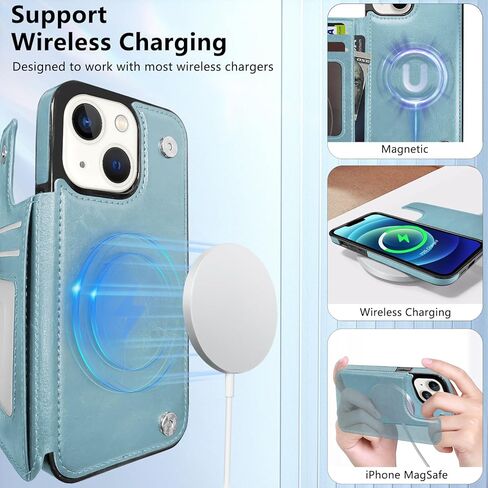 TopPerfekt Wallet Case for iPhone 12 and 12 Pro 6.1", Compatible with MagSafe, Wireless Charging, Leather Card Holder Kickstand Protective Cover Magnetic Phone Flip Case-Black in Saudi Arabia