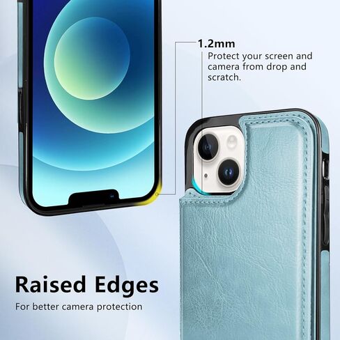 TopPerfekt Wallet Case for iPhone 12 and 12 Pro 6.1", Compatible with MagSafe, Wireless Charging, Leather Card Holder Kickstand Protective Cover Magnetic Phone Flip Case-Black in Saudi Arabia