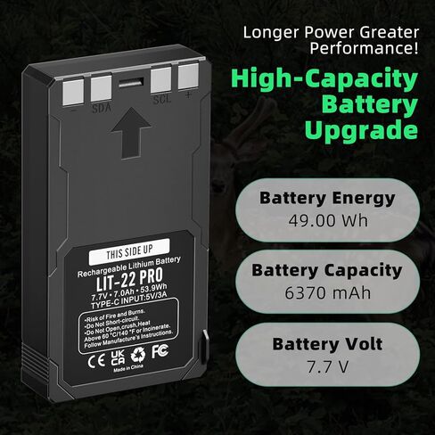 E EGOWAY 2-Pack 7000mAh Lit-22 بطاريات قابلة للشحن لكاميرا الصيد، متوافقة مع سلسلة Flex - Flex-M، Flex G-36، Flex-Plus، Flex-S، LIT-22 استبدال حزمة البطارية in Kuwait