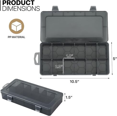 MoNiBloom 5-Grid Portable Tackle Box Organizer with Handle, Compartment Plastic Storage Tool Box with Dividers, Waterproof Container Case for Fishing Tackles, Art Craft, Bead, Jewelry (3-Drawer) in Kuwait