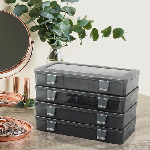 MoNiBloom 5-Grid Portable Tackle Box Organizer with Handle, Compartment Plastic Storage Tool Box with Dividers, Waterproof Container Case for Fishing Tackles, Art Craft, Bead, Jewelry (3-Drawer) in Kuwait