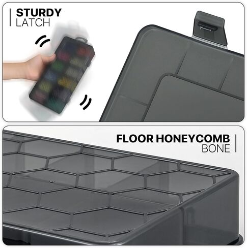 MoNiBloom 5-Grid Portable Tackle Box Organizer with Handle, Compartment Plastic Storage Tool Box with Dividers, Waterproof Container Case for Fishing Tackles, Art Craft, Bead, Jewelry (3-Drawer) in Kuwait