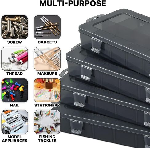 MoNiBloom 5-Grid Portable Tackle Box Organizer with Handle, Compartment Plastic Storage Tool Box with Dividers, Waterproof Container Case for Fishing Tackles, Art Craft, Bead, Jewelry (3-Drawer) in Kuwait