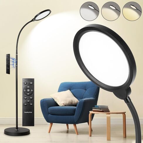 LED Floor Lamp, Living Room Lamps, 3 Color Temperatures Bright Modern Tall Lamp, Adjustable Gooseneck Standing Lamp with Remote & Touch Control,Floor Lamp for Living Room, Bedroom, Office in Saudi Arabia