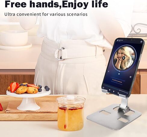 Adjustable Cell Phone Stand, Desk Phone Holder, Foldable Phone Stand for Desk，Compatible with iPhone 14 13 12 11 Pro Xs Max, 4-8'' All Phones，Tablets (7-10"),Office Accessories(Gray). in Saudi Arabia