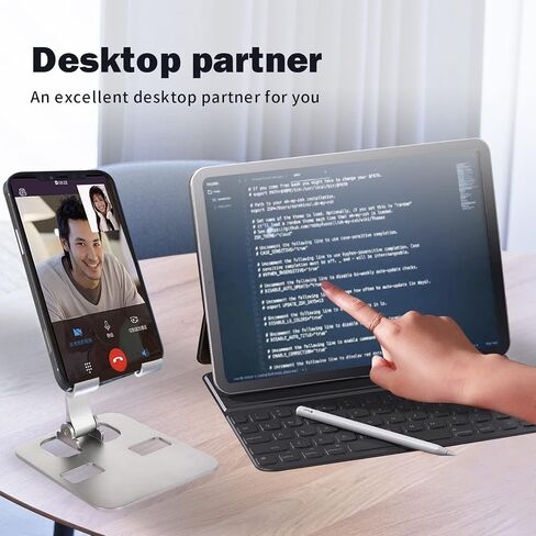 Adjustable Cell Phone Stand, Desk Phone Holder, Foldable Phone Stand for Desk，Compatible with iPhone 14 13 12 11 Pro Xs Max, 4-8'' All Phones，Tablets (7-10"),Office Accessories(Gray). in Saudi Arabia