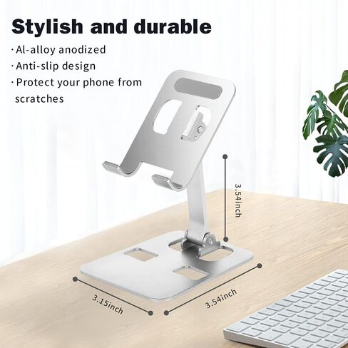 Adjustable Cell Phone Stand, Desk Phone Holder, Foldable Phone Stand for Desk，Compatible with iPhone 14 13 12 11 Pro Xs Max, 4-8'' All Phones，Tablets (7-10"),Office Accessories(Gray). in Saudi Arabia