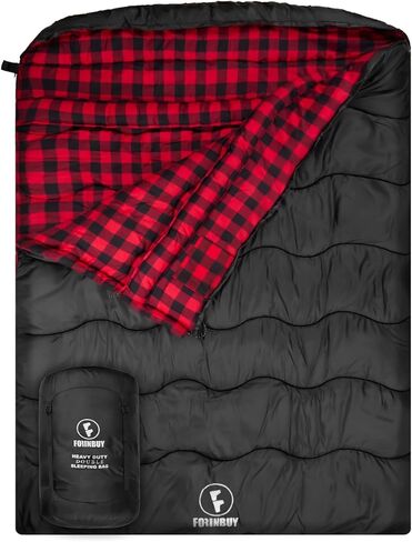 Winter Cotton Double Sleeping Bag,Queen Size Flannel Sleeping Bag for Adults, Cold Weather Waterproof Warm 2 Person Sleeping Bag for Couples or Family Camping, RV Travel in Kuwait