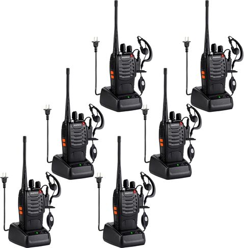 Baofeng Walkie Talkies 888S قابلة لإعادة الشحن طويلة المدى مع سماعات أذن للبالغين، 16 قناة راديو احترافية محمولة باليد وبطارية ليثيوم أيون وشاحن متضمن (10 عبوات مع 10 قطع أذن) in Saudi Arabia