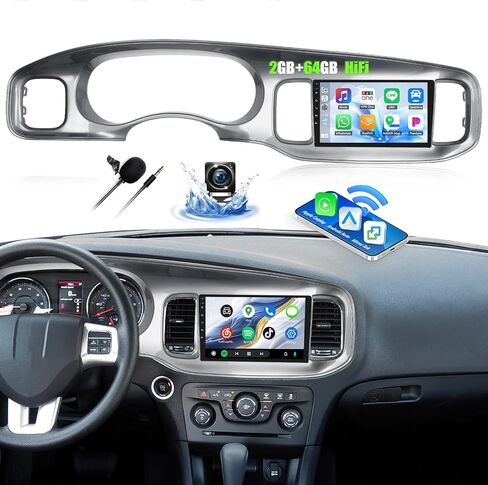 2G 64G راديو السيارة ستيريو لدودج تشارجر 2011 2012 2013 2014 مع CarPlay Android Auto Android 13 Head Unit 9 بوصة شاشة تعمل باللمس ستيريو سيارة مع HiFi Bluetooth GPS Navigation WiFi FM HD كاميرا احتياطية in Saudi Arabia