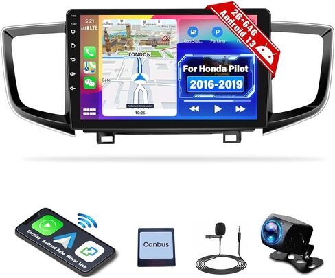 راديو سيارة UNITOPSCI 2G+64G Android 13 لسيارة Honda Pilot 2016-2019 Wireless CarPlay Android Auto، 10.1 بوصة 1080P شاشة لمس ستيريو للسيارة مع بلوتوث/GPS/WiFi/FM/RDS/28 UI + كاميرا احتياطية AHD/SWC/ميكروفون in Kuwait