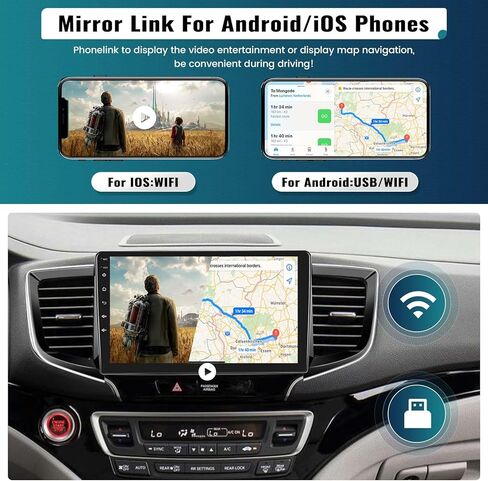 راديو سيارة UNITOPSCI 2G+64G Android 13 لسيارة Honda Pilot 2016-2019 Wireless CarPlay Android Auto، 10.1 بوصة 1080P شاشة لمس ستيريو للسيارة مع بلوتوث/GPS/WiFi/FM/RDS/28 UI + كاميرا احتياطية AHD/SWC/ميكروفون in Kuwait