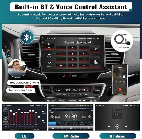 راديو سيارة UNITOPSCI 2G+64G Android 13 لسيارة Honda Pilot 2016-2019 Wireless CarPlay Android Auto، 10.1 بوصة 1080P شاشة لمس ستيريو للسيارة مع بلوتوث/GPS/WiFi/FM/RDS/28 UI + كاميرا احتياطية AHD/SWC/ميكروفون in Kuwait