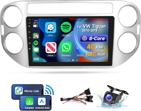 [8 CORE 4G+64G] راديو سيارة لسيارة Volkswagen Tiguan 2010-2015 مع Carplay/Android Auto، 9 بوصة Android 13 IPS شاشة تعمل باللمس، بلوتوث، GPS، WiFi، SWC، DSP + كاميرا احتياطية in Saudi Arabia