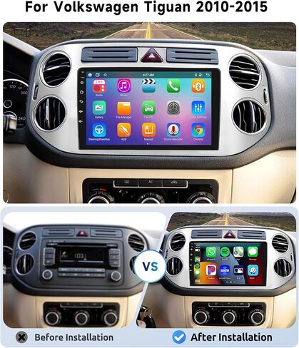 [8 CORE 4G+64G] راديو سيارة لسيارة Volkswagen Tiguan 2010-2015 مع Carplay/Android Auto، 9 بوصة Android 13 IPS شاشة تعمل باللمس، بلوتوث، GPS، WiFi، SWC، DSP + كاميرا احتياطية in Saudi Arabia