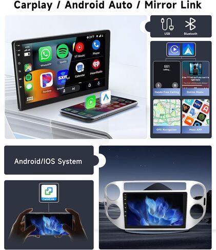 [8 CORE 4G+64G] راديو سيارة لسيارة Volkswagen Tiguan 2010-2015 مع Carplay/Android Auto، 9 بوصة Android 13 IPS شاشة تعمل باللمس، بلوتوث، GPS، WiFi، SWC، DSP + كاميرا احتياطية in Saudi Arabia
