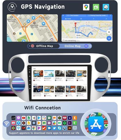 [8 CORE 4G+64G] راديو سيارة لسيارة Volkswagen Tiguan 2010-2015 مع Carplay/Android Auto، 9 بوصة Android 13 IPS شاشة تعمل باللمس، بلوتوث، GPS، WiFi، SWC، DSP + كاميرا احتياطية in Saudi Arabia