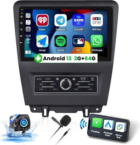 UNITOPSCI 2G+64G Android 13 ستيريو سيارة لفورد موستانج 2010-2014 راديو لاسلكي Apple CarPlay & Android Auto 10.1 بوصة HD شاشة تعمل باللمس GPS ملاحة بلوتوث HiFi WiFi FM راديو SWC + كاميرا احتياطية in Kuwait
