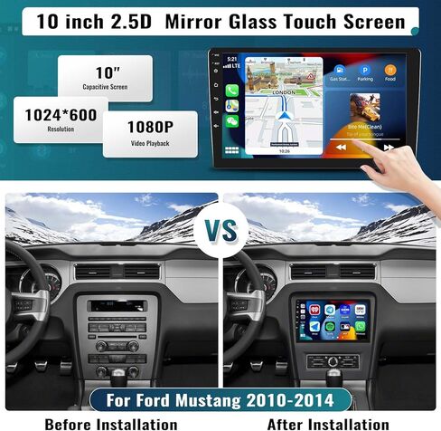 UNITOPSCI 2G+64G Android 13 ستيريو سيارة لفورد موستانج 2010-2014 راديو لاسلكي Apple CarPlay & Android Auto 10.1 بوصة HD شاشة تعمل باللمس GPS ملاحة بلوتوث HiFi WiFi FM راديو SWC + كاميرا احتياطية in Kuwait