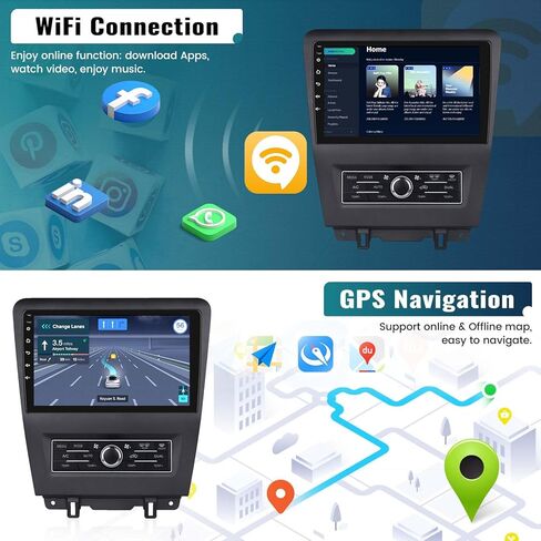 UNITOPSCI 2G+64G Android 13 ستيريو سيارة لفورد موستانج 2010-2014 راديو لاسلكي Apple CarPlay & Android Auto 10.1 بوصة HD شاشة تعمل باللمس GPS ملاحة بلوتوث HiFi WiFi FM راديو SWC + كاميرا احتياطية in Kuwait