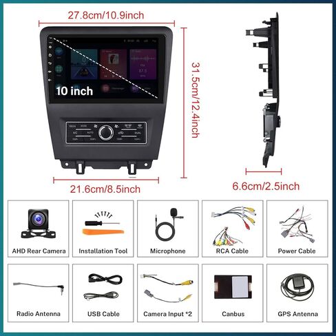 UNITOPSCI 2G+64G Android 13 ستيريو سيارة لفورد موستانج 2010-2014 راديو لاسلكي Apple CarPlay & Android Auto 10.1 بوصة HD شاشة تعمل باللمس GPS ملاحة بلوتوث HiFi WiFi FM راديو SWC + كاميرا احتياطية in Kuwait