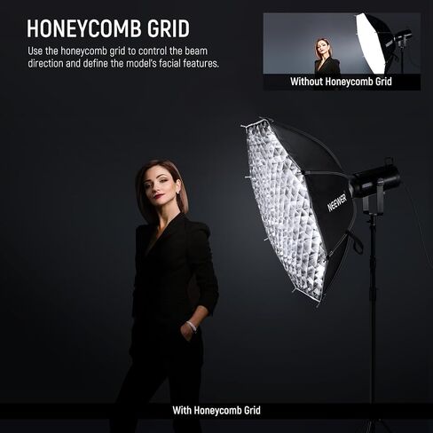 NEEWER 35.4'' Octagonal Softbox, Quick Release Parabolic Soft Box with Bowens Mount, Diffusers, Grid, Bag Compatible with Aputure 120d Compatible with Godox SL60w NEEWER Q4 AS600B CB300B Q300, NS92P in Kuwait