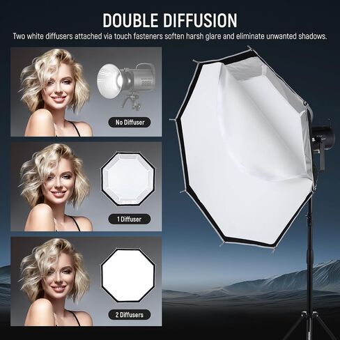 NEEWER 35.4'' Octagonal Softbox, Quick Release Parabolic Soft Box with Bowens Mount, Diffusers, Grid, Bag Compatible with Aputure 120d Compatible with Godox SL60w NEEWER Q4 AS600B CB300B Q300, NS92P in Kuwait