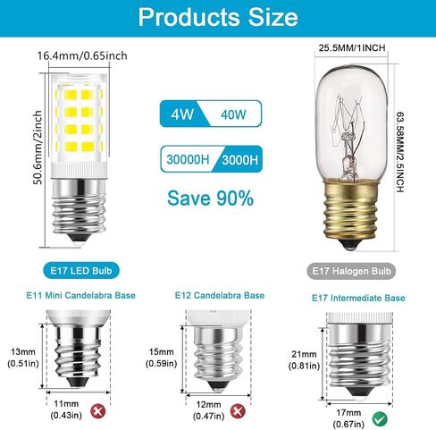 E17 LED Bulb, Dimmable 4W Microwave Oven Bulb, 40W Halogen Bulb Equivalent Replacement, Stove Light Bulb, Range Hood Bulb, Warm White 3000K(5 Pack) in Saudi Arabia