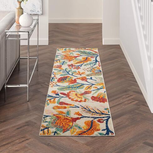 Nourison Allur Floral Ivory Multicolor 5'3" x 7'3" Area -Rug, Easy -Cleaning, Non Shedding, Bed Room, Living Room, Dining Room, Kitchen (5x7)" } in Saudi Arabia