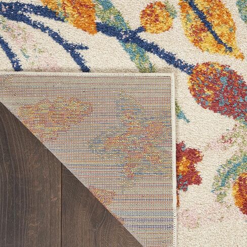 Nourison Allur Floral Ivory Multicolor 5'3" x 7'3" Area -Rug, Easy -Cleaning, Non Shedding, Bed Room, Living Room, Dining Room, Kitchen (5x7)" } in Saudi Arabia