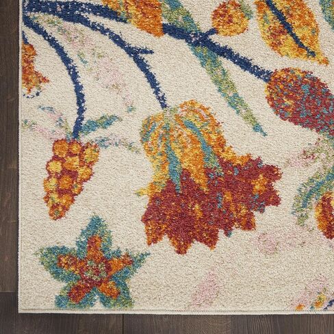 Nourison Allur Floral Ivory Multicolor 5'3" x 7'3" Area -Rug, Easy -Cleaning, Non Shedding, Bed Room, Living Room, Dining Room, Kitchen (5x7)" } in Saudi Arabia