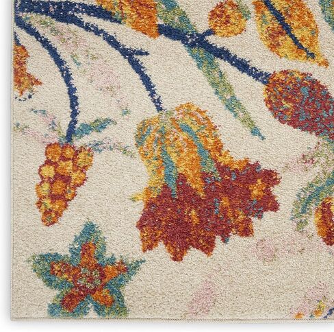 Nourison Allur Floral Ivory Multicolor 5'3" x 7'3" Area -Rug, Easy -Cleaning, Non Shedding, Bed Room, Living Room, Dining Room, Kitchen (5x7)" } in Saudi Arabia