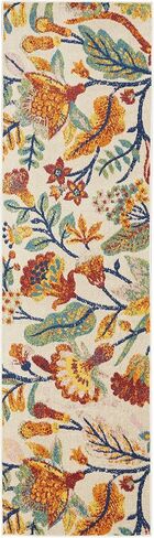 Nourison Allur Floral Ivory Multicolor 5'3" x 7'3" Area -Rug, Easy -Cleaning, Non Shedding, Bed Room, Living Room, Dining Room, Kitchen (5x7)" } in Saudi Arabia
