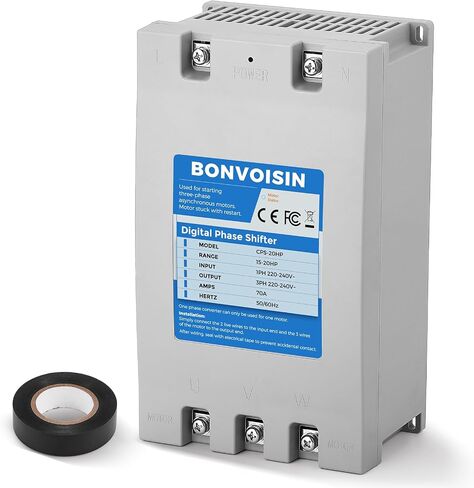 محول Bonvoisin أحادي الطور إلى 3 مراحل 2HP(1.5kW) محول الطور الرقمي، 7A 220V-240V الإدخال/الإخراج، محول واحد فقط لمحرك واحد. in Kuwait