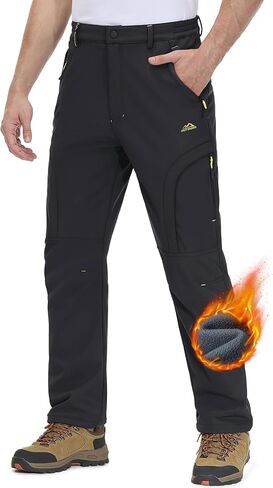MAGCOMSEN Men's Winter Pants 5 Zip Pockets Snow Ski Pants Fleece Lined Water Resistant Hiking Pants in Saudi Arabia
