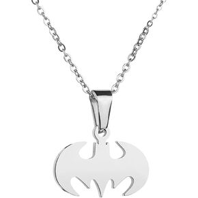 Jemant Bat Necklace for Men Women Gothic Charm Silver Gold Stainless Steel Hip Hop Anime American Style Bat Man Necklace Halloween Cosplay Jewelry For Teens