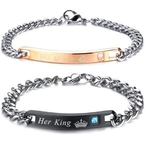 His and Hers Couples Pendant Necklace Bracelet for Christmas Engagement Wedding Valentine Anniversary Love Promise Relationship Bracelet Necklace Set