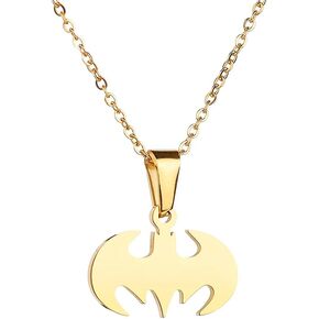 Jemant Bat Necklace for Men Women Gothic Charm Silver Gold Stainless Steel Hip Hop Anime American Style Bat Man Necklace Halloween Cosplay Jewelry For Teens