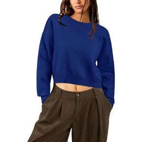 Newshows Women's Cropped Sweater Fall Fashion 2023 Batwing Long Sleeve Crewneck Side Slit Oversized Knit Pullover Jumper Tops