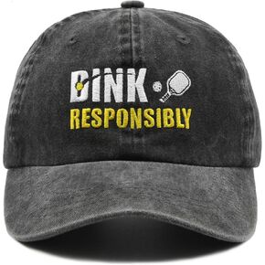 Pickleball Hat, Dink Responsibly Baseball Cap, Adjustable Washed Baseball Cap for Men Women